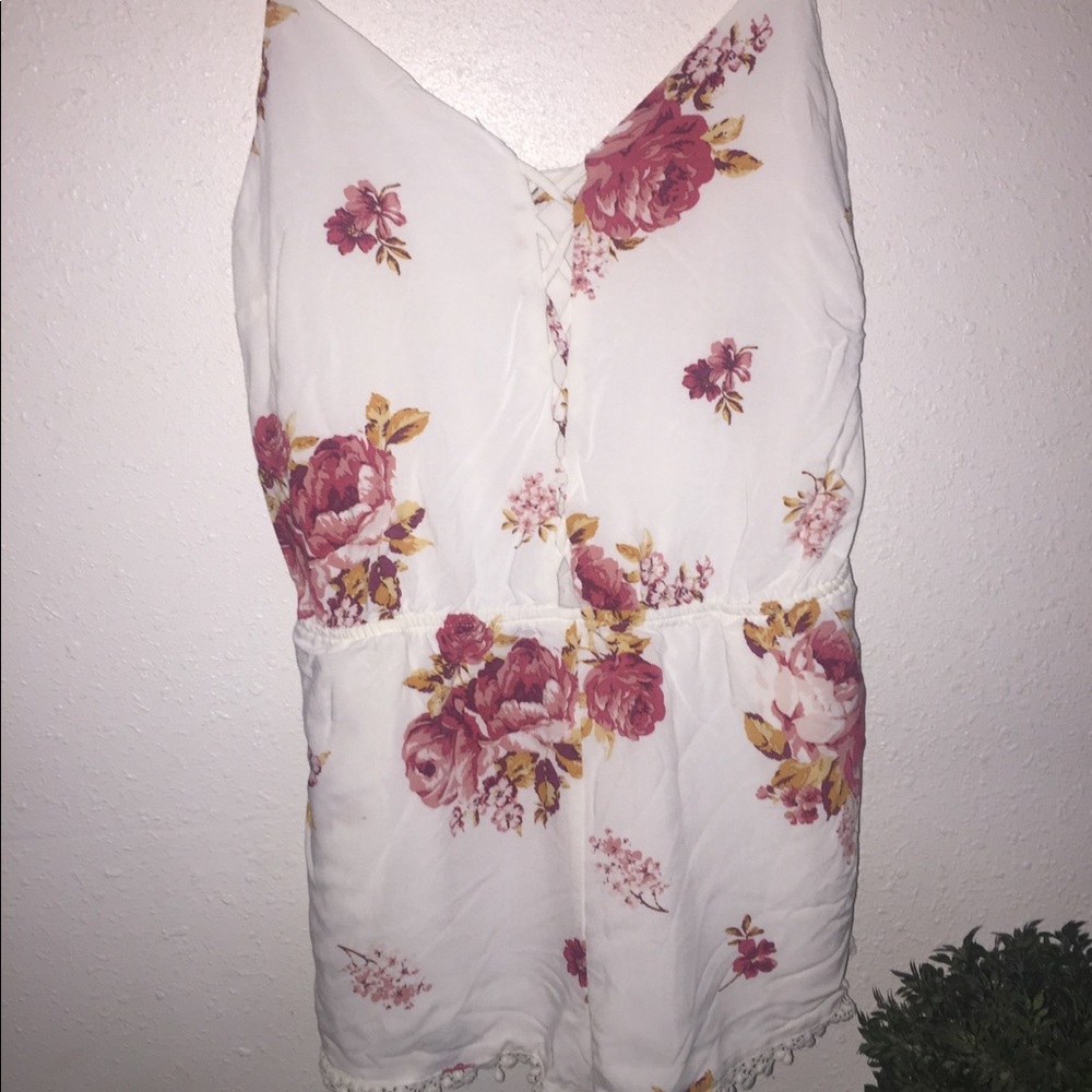 Cream white floral romper